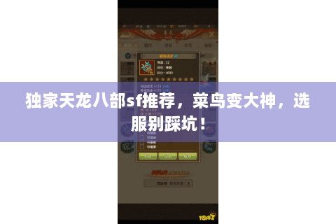 独家天龙八部sf推荐，菜鸟变大神，选服别踩坑！