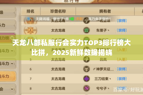 天龙八部私服行会实力TOP3排行榜大比拼，2025新鲜数据揭晓