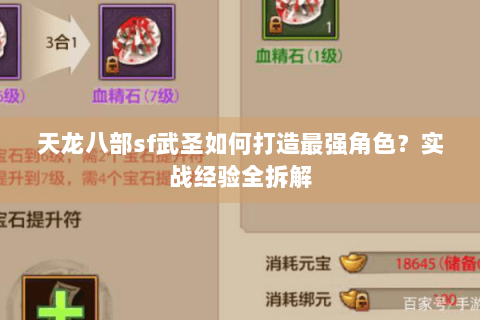 天龙八部sf武圣如何打造最强角色?实战经验全拆解 天龙八部sf武圣如何打造最强角色?实战经验全拆解