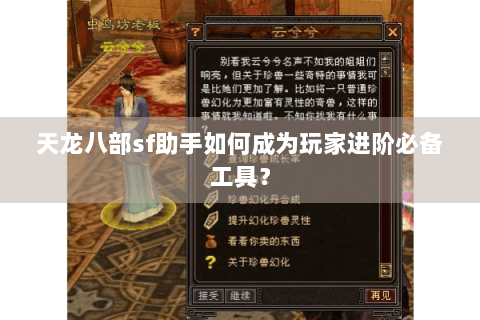 天龙八部sf助手如何成为玩家进阶必备工具？