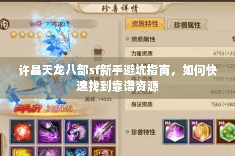 许昌天龙八部sf新手避坑指南，如何快速找到靠谱资源