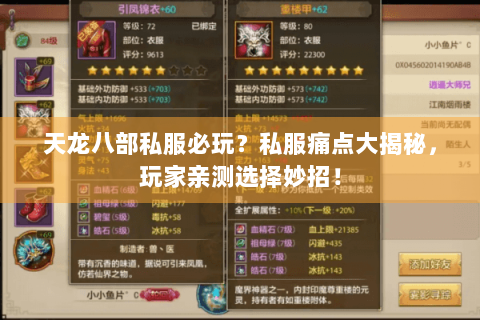 天龙八部私服必玩？私服痛点大揭秘，玩家亲测选择妙招！