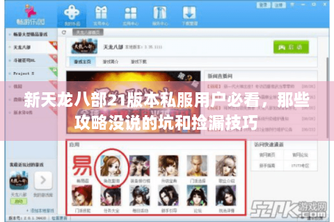 新天龙八部21版本私服用户必看，那些攻略没说的坑和捡漏技巧