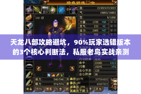 天龙八部攻略避坑，90%玩家选错版本的3个核心判断法，私服老鸟实战亲测