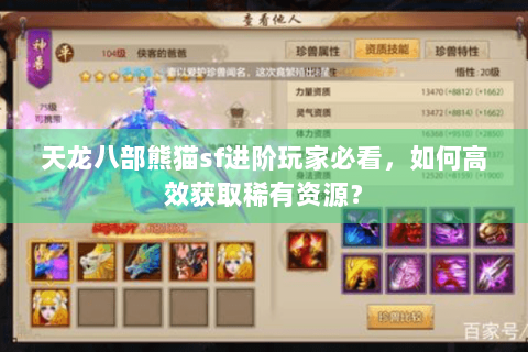 天龙八部熊猫sf进阶玩家必看,如何高效获取稀有资源? 天龙八部熊猫sf进阶玩家必看,如何高效获取稀有资源?