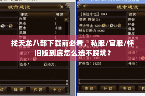 找天龙八部下载前必看，私服/官服/怀旧版到底怎么选不踩坑？