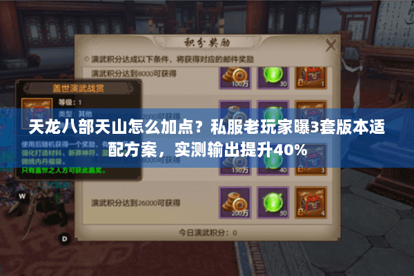 天龙八部天山怎么加点？私服老玩家曝3套版本适配方案，实测输出提升40%