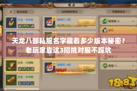 天龙八部私服名字藏着多少版本秘密？老玩家靠这3招挑对服不踩坑