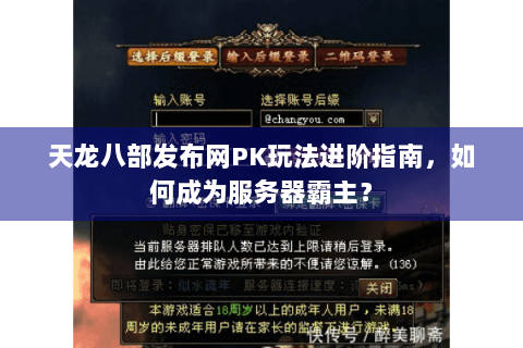 天龙八部发布网PK玩法进阶指南，如何成为服务器霸主？