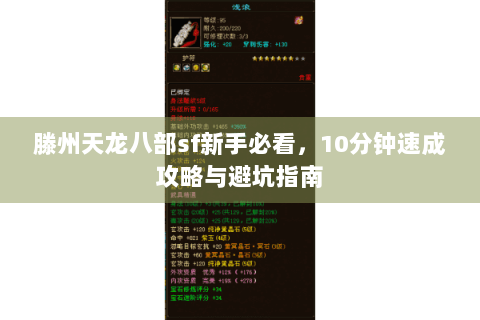 滕州天龙八部sf新手必看，10分钟速成攻略与避坑指南