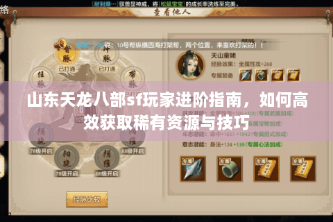 山东天龙八部sf玩家进阶指南,如何高效获取稀有资源与技巧 山东天龙八部sf玩家进阶指南,如何高效获取稀有资源与技巧