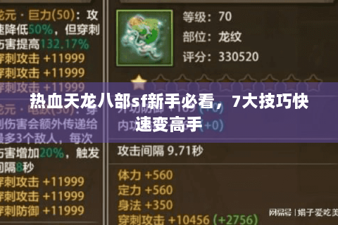 热血天龙八部sf新手必看，7大技巧快速变高手