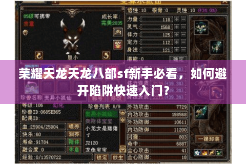 荣耀天龙天龙八部sf新手必看，如何避开陷阱快速入门？
