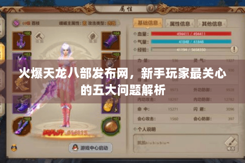 火爆天龙八部发布网，新手玩家最关心的五大问题解析