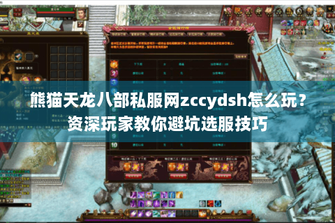 熊猫天龙八部私服网zccydsh怎么玩？资深玩家教你避坑选服技巧
