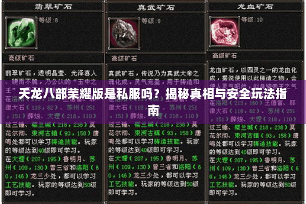 天龙八部荣耀版是私服吗?揭秘真相与安全玩法指南 天龙八部荣耀版是私服吗?揭秘真相与安全玩法指南