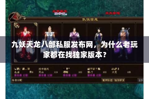 九妖天龙八部私服发布网，为什么老玩家都在找独家版本？