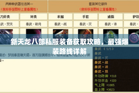 新天龙八部私服装备获取攻略,最强爆装路线详解 新天龙八部私服装备获取攻略,最强爆装路线详解