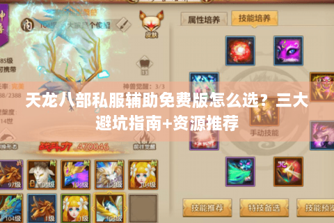 天龙八部私服辅助免费版怎么选？三大避坑指南+资源推荐
