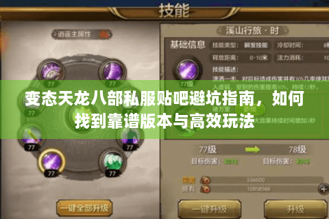变态天龙八部私服贴吧避坑指南，如何找到靠谱版本与高效玩法