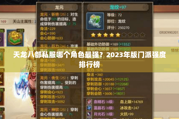 天龙八部私服哪个角色最强?2023年版门派强度排行榜 天龙八部私服哪个角色最强?2023年版门派强度排行榜