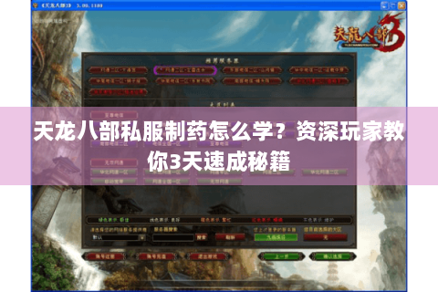 天龙八部私服制药怎么学?资深玩家教你3天速成秘籍 天龙八部私服制药怎么学?资深玩家教你3天速成秘籍