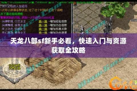 天龙八部sf新手必看，快速入门与资源获取全攻略