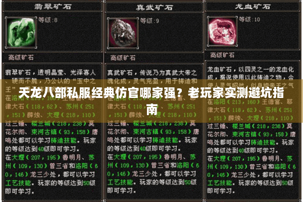 天龙八部私服经典仿官哪家强?老玩家实测避坑指南 天龙八部私服经典仿官哪家强?老玩家实测避坑指南