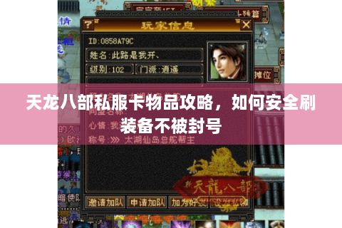 天龙八部私服卡物品攻略,如何安全刷装备不被封号 天龙八部私服卡物品攻略,如何安全刷装备不被封号