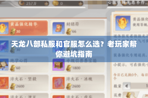 天龙八部私服和官服怎么选？老玩家帮你避坑指南