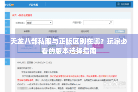 天龙八部私服与正版区别在哪？玩家必看的版本选择指南