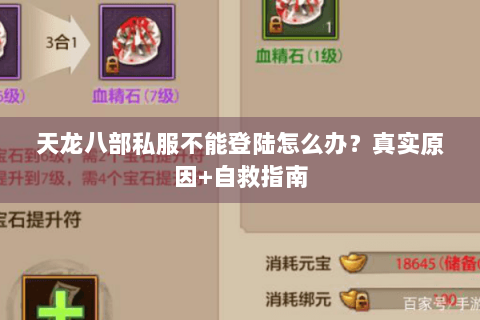 天龙八部私服不能登陆怎么办?真实原因+自救指南 天龙八部私服不能登陆怎么办?真实原因+自救指南