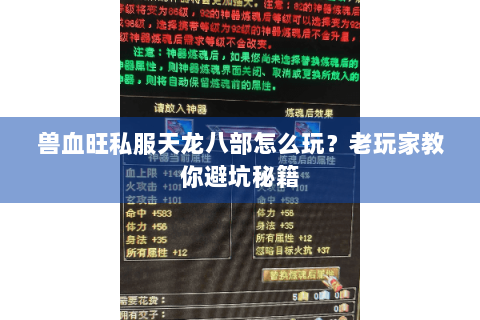 兽血旺私服天龙八部怎么玩？老玩家教你避坑秘籍