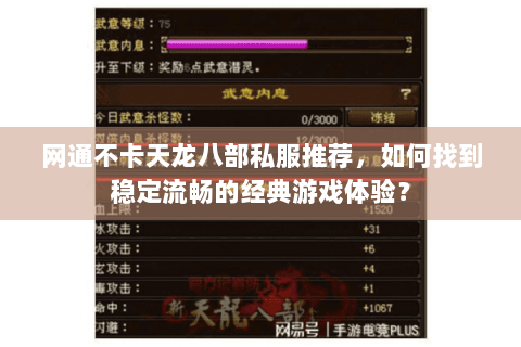 网通不卡天龙八部私服推荐,如何找到稳定流畅的经典游戏体验? 网通不卡天龙八部私服推荐,如何找到稳定流畅的经典游戏体验?