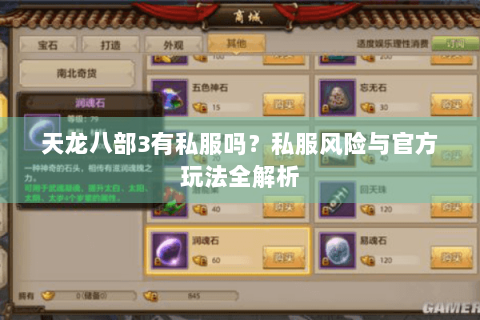 天龙八部3有私服吗？私服风险与官方玩法全解析