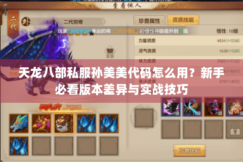 天龙八部私服孙美美代码怎么用?新手必看版本差异与实战技巧 天龙八部私服孙美美代码怎么用?新手必看版本差异与实战技巧