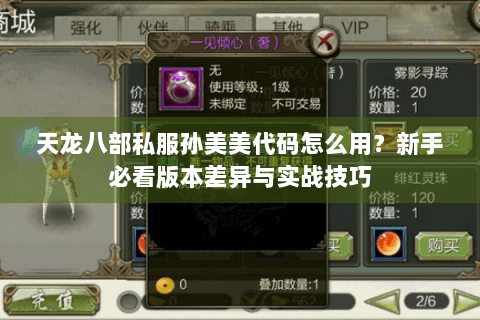天龙八部私服孙美美代码怎么用?新手必看版本差异与实战技巧 天龙八部私服孙美美代码怎么用?新手必看版本差异与实战技巧