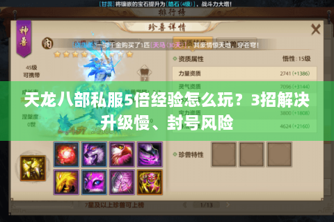 天龙八部私服5倍经验怎么玩?3招解决升级慢、封号风险 天龙八部私服5倍经验怎么玩?3招解决升级慢、封号风险