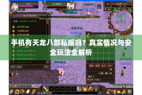 手机有天龙八部私服吗?真实情况与安全玩法全解析 手机有天龙八部私服吗?真实情况与安全玩法全解析