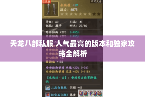 天龙八部私服 人气最高的版本和独家攻略全解析 天龙八部私服 人气最高的版本和独家攻略全解析