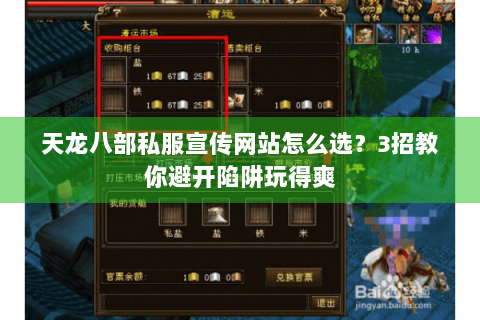天龙八部私服宣传网站怎么选？3招教你避开陷阱玩得爽