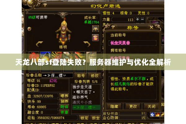 天龙八部sf登陆失败？服务器维护与优化全解析