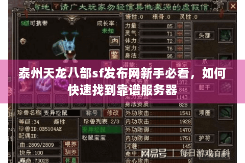 泰州天龙八部sf发布网新手必看,如何快速找到靠谱服务器 泰州天龙八部sf发布网新手必看,如何快速找到靠谱服务器