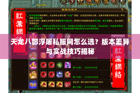 天龙八部浮屠私服网怎么选？版本差异与实战技巧揭秘