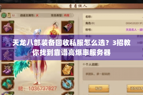 天龙八部装备回收私服怎么选?3招教你找到靠谱高爆率服务器 天龙八部装备回收私服怎么选?3招教你找到靠谱高爆率服务器