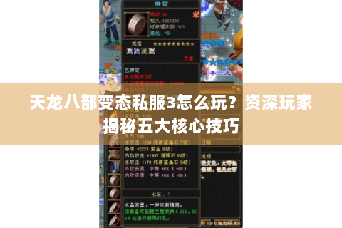 天龙八部变态私服3怎么玩？资深玩家揭秘五大核心技巧