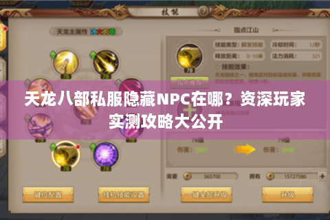 天龙八部私服隐藏NPC在哪?资深玩家实测攻略大公开 天龙八部私服隐藏NPC在哪?资深玩家实测攻略大公开