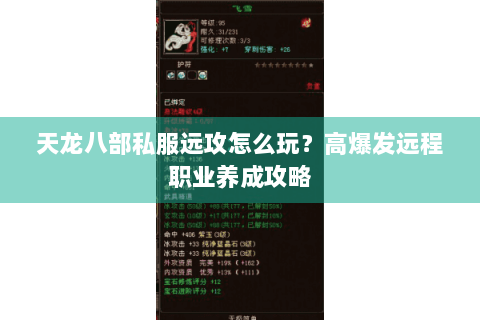 天龙八部私服远攻怎么玩?高爆发远程职业养成攻略 天龙八部私服远攻怎么玩?高爆发远程职业养成攻略