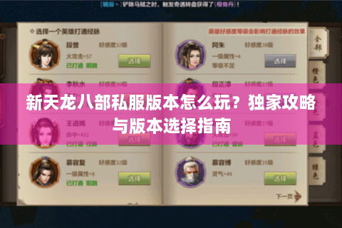 新天龙八部私服版本怎么玩?独家攻略与版本选择指南 新天龙八部私服版本怎么玩?独家攻略与版本选择指南