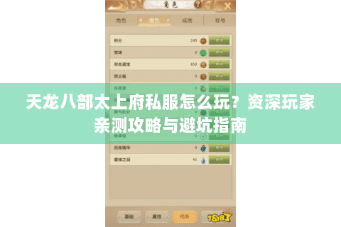 天龙八部太上府私服怎么玩?资深玩家亲测攻略与避坑指南 天龙八部太上府私服怎么玩?资深玩家亲测攻略与避坑指南
